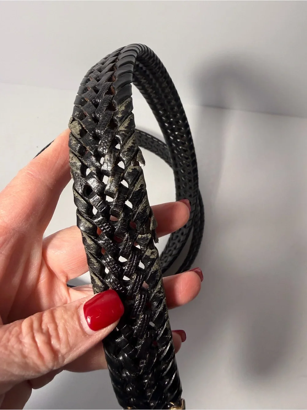 🪵 Distressed Vintage Fossil Braided Belt 44